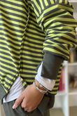 The Sunday Morning Stripe V Slouch Sweatshirt Pear Khaki